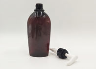 Bottiglie cosmetiche su ordinazione di colore dell'ANIMALE DOMESTICO piano ambrato di forma per i prodotti disinfettanti della mano
