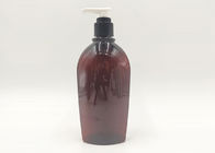 Bottiglie cosmetiche su ordinazione di colore dell'ANIMALE DOMESTICO piano ambrato di forma per i prodotti disinfettanti della mano